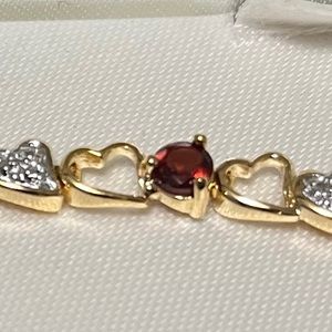 Beautiful Petite Garnet and Diamond Accent Bracelet